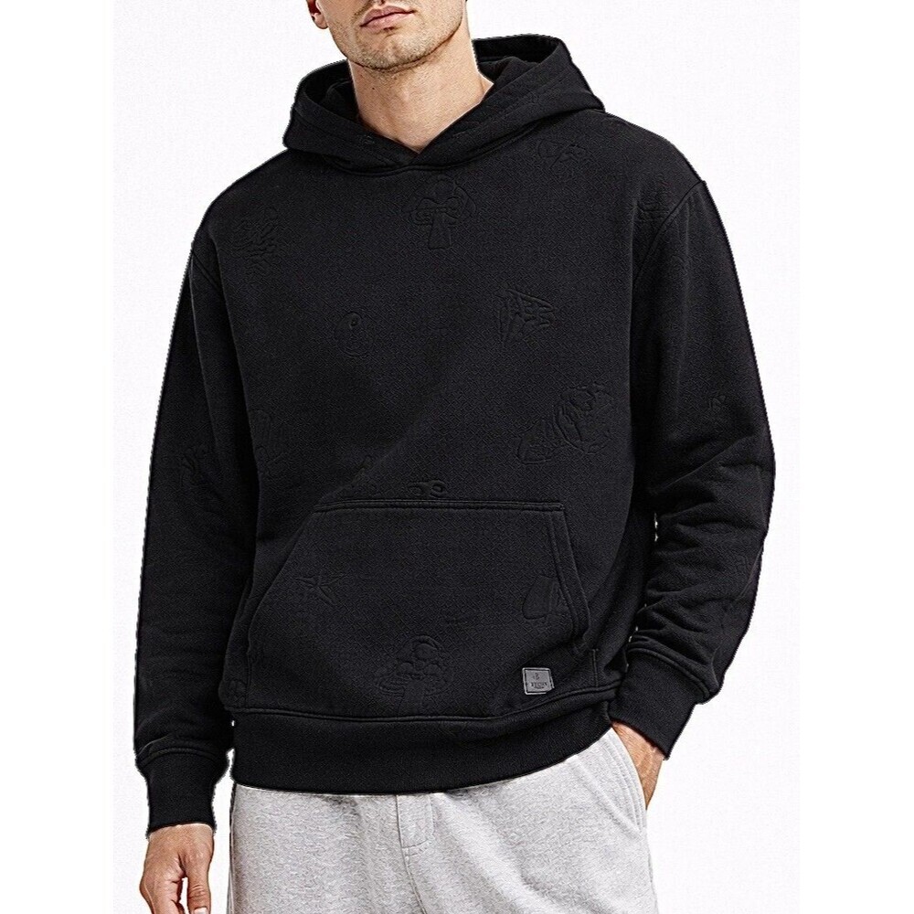 Saints Studio Black skulls mushrooms Embossed Graphic Hoodie Size Medium